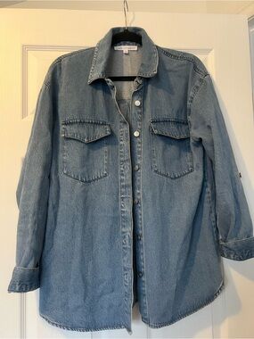 Jane+Delancey Medium Blue Denim Shacket